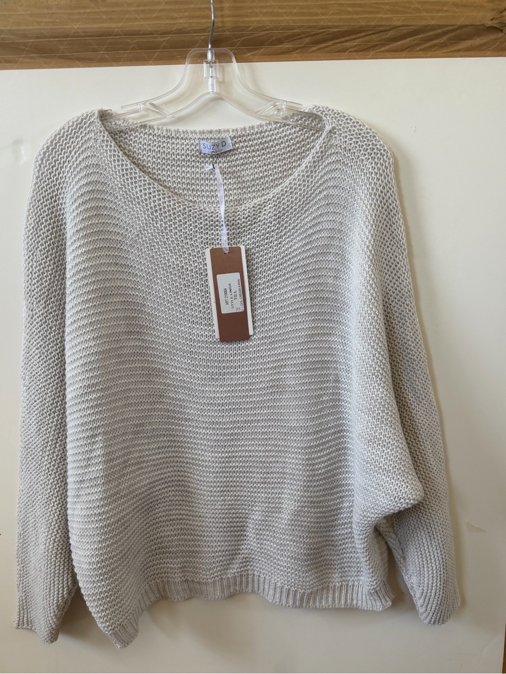 Relaxed Scoop-Neck Knit Sweater in Cream